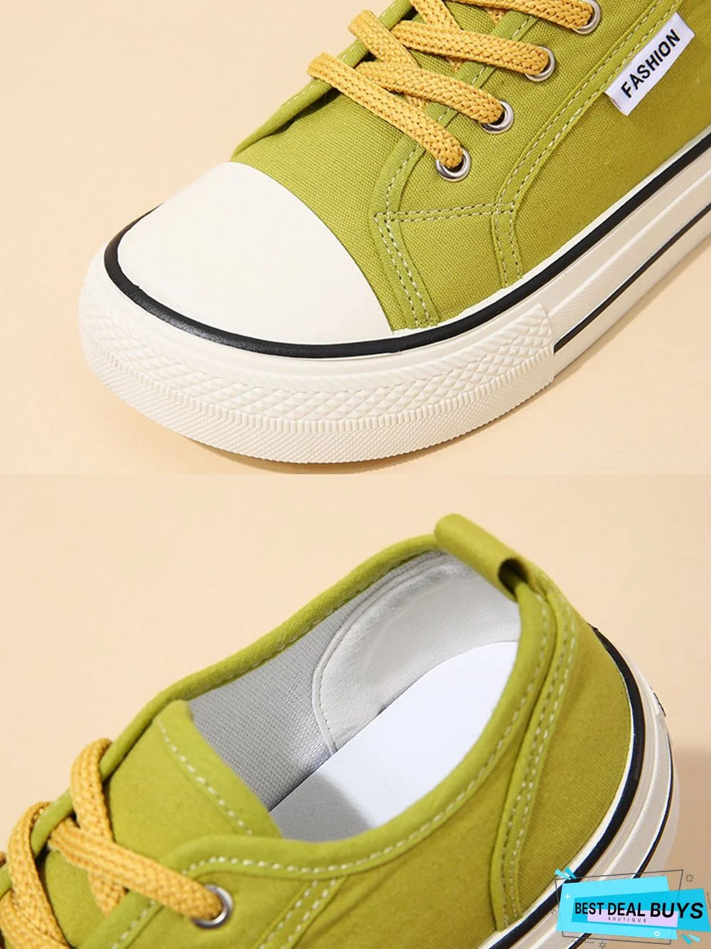 Casual Plain Color Split Joint Comfy Square Toe Lace-Up Canvas Shoes