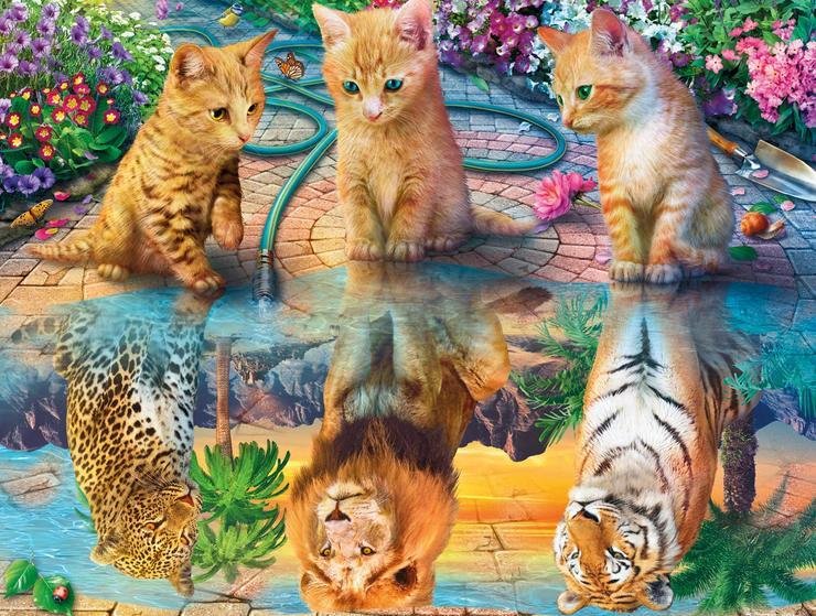 Full Round Diamond Painting Cats or Lions (40*30cm)