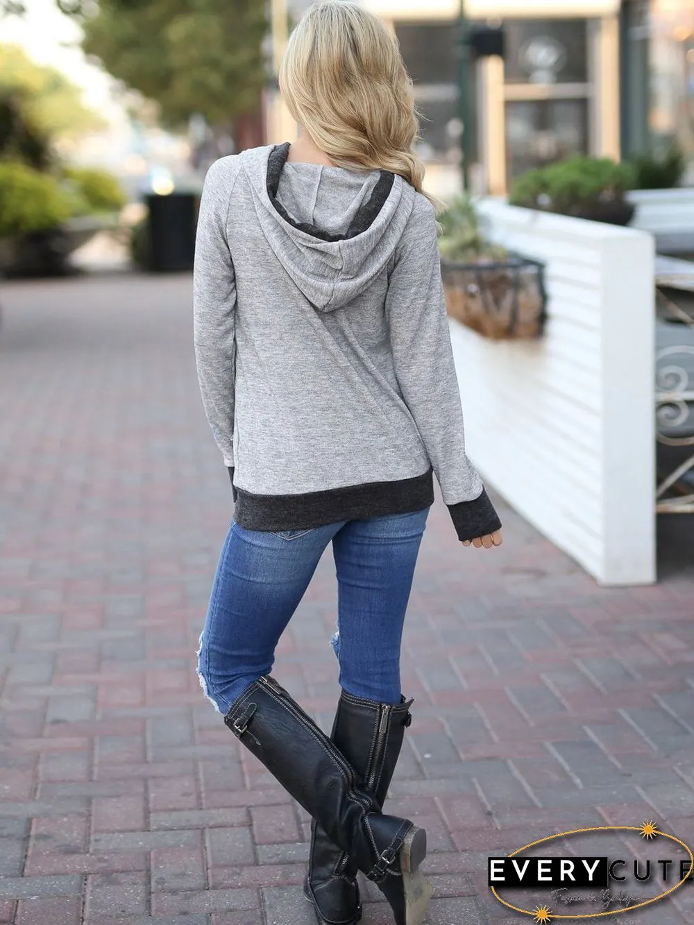 Hooded Stitching Sweatshirt