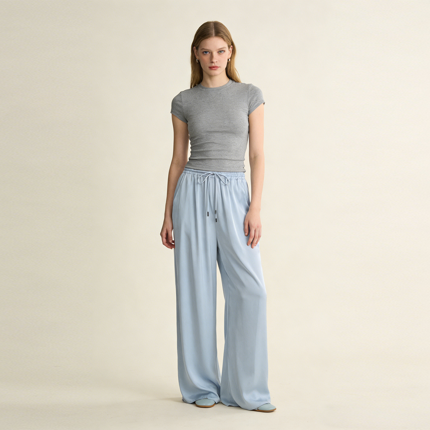 Women's Silk Stretch Double Georgette Wide Leg Pants REAL SILK LIFE