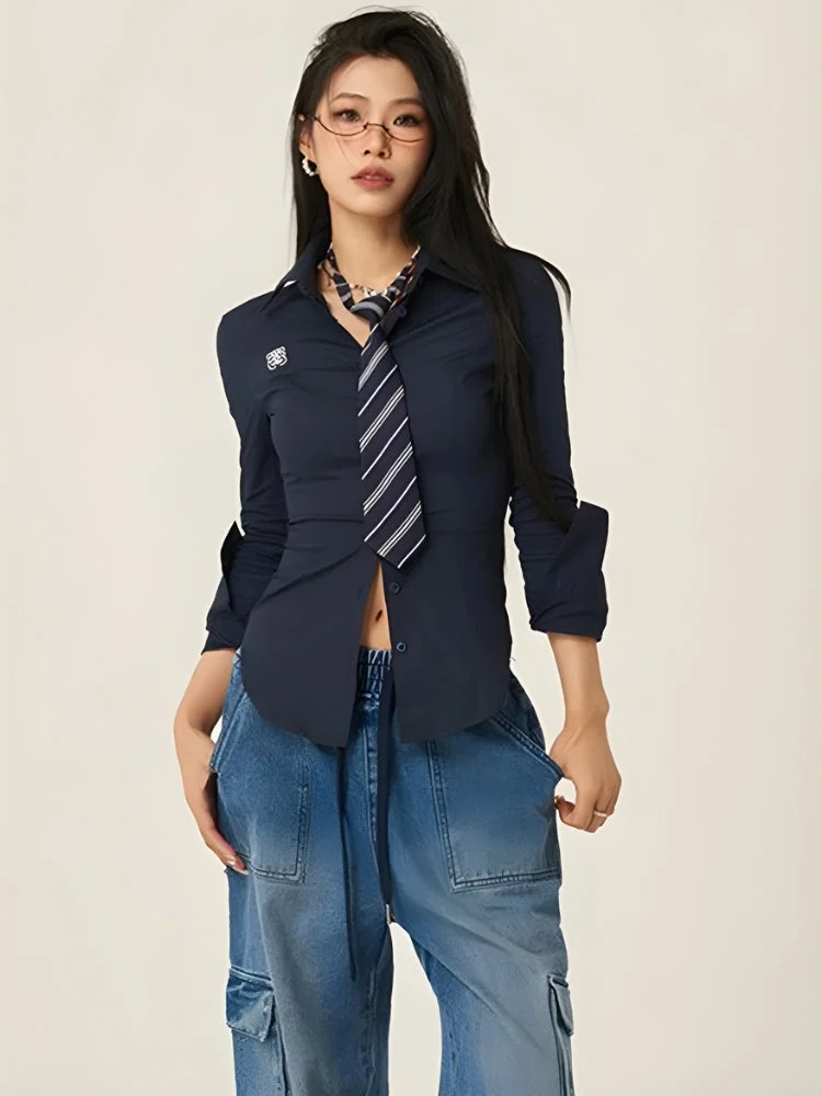 Brownm Fit Tie Shirt