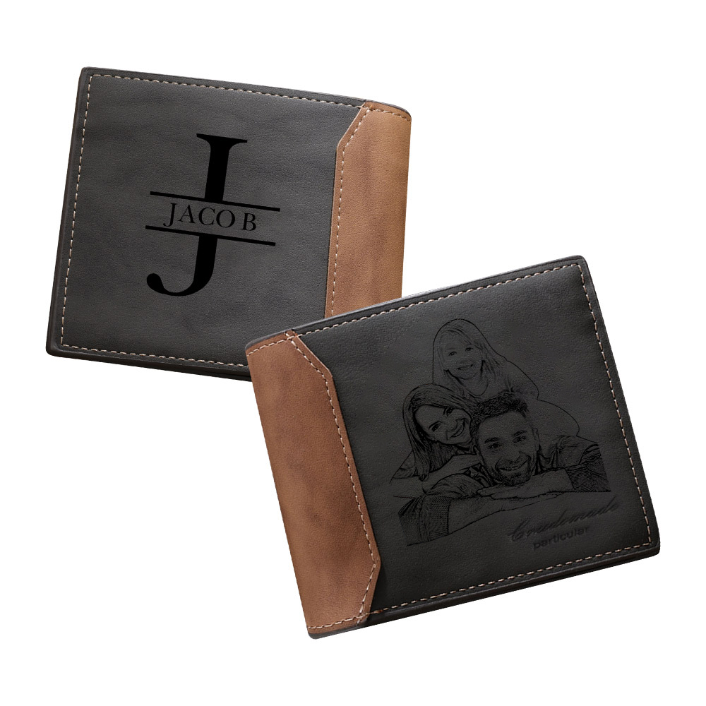 Portafoglio in PU pelle 1 foto e 1 nome e 1 lettera personalizzati regalo per nonno
