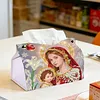 Diamond Art Painting Tissue Box Cover Wear Resist Decorative Paper Napkin Dispenser Multifunction Rhinestone PU Tissue Holder Kit for Adults Home Office Gift (Soft Glow Mother)