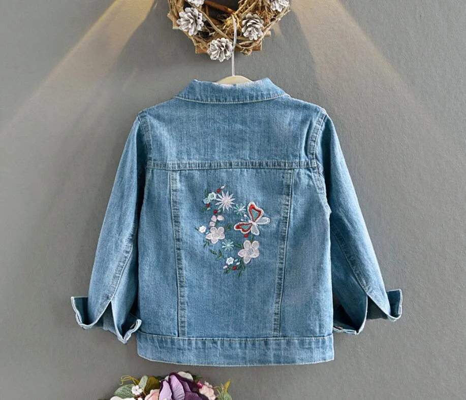 New 2020 Spring Girls Denim Jacket Embroidery Girls Clothing Long-Sleeved Denim Jacket Coat Mermaid Children Outerwear & Coats