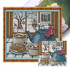 Winter Outside Window-14CT Stamped Cross Stitch 22*20cm/8.66*7.87in