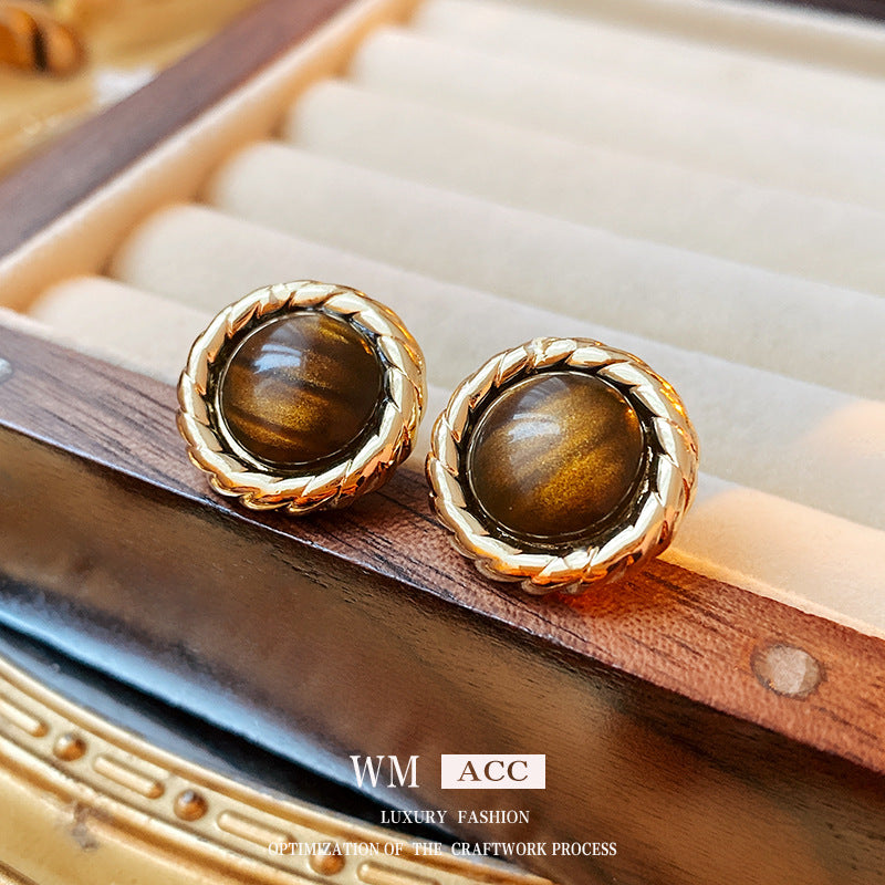 Medieval Circle Geometric Copper Electroplating Earrings