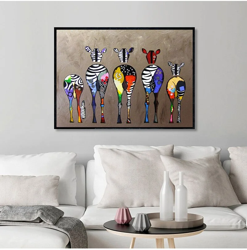 Abstract Colorful Zebra Canvas Art Paintings on The Wall Posters and Prints Art Picture for Modern Living Room Decor No Frame