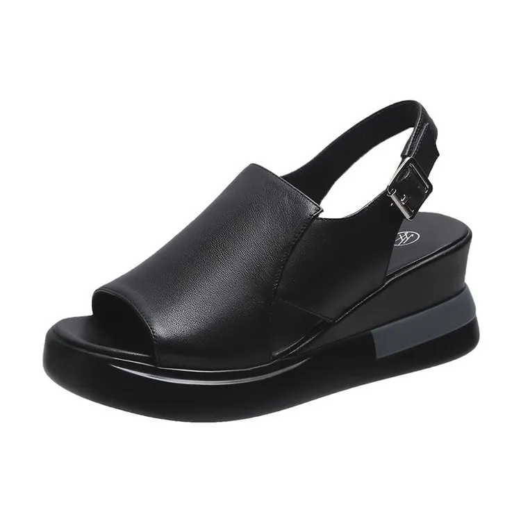 Breakj Breakj Cake Thick Bottom Heel Shoes Women Wear 2025 After The Empty Word Buckle Cool Slippers Large Size High Heel Sandals Women