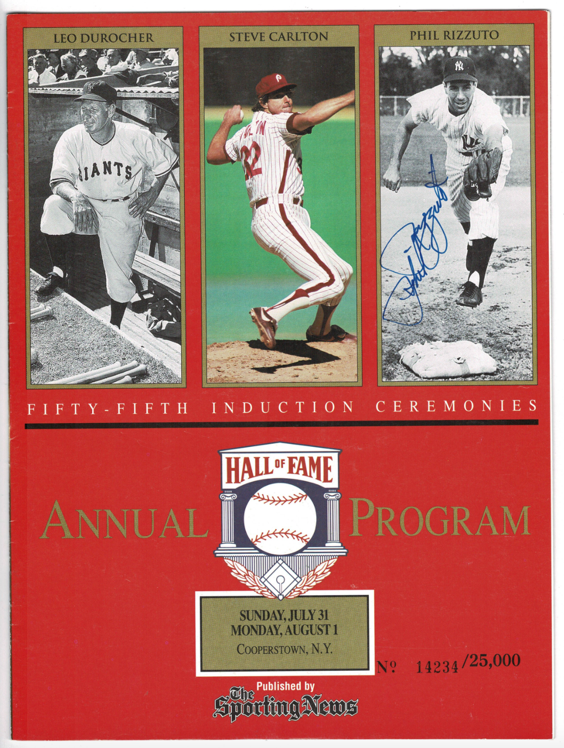 Phil Rizzuto signed autographed program! AMCo! 10110