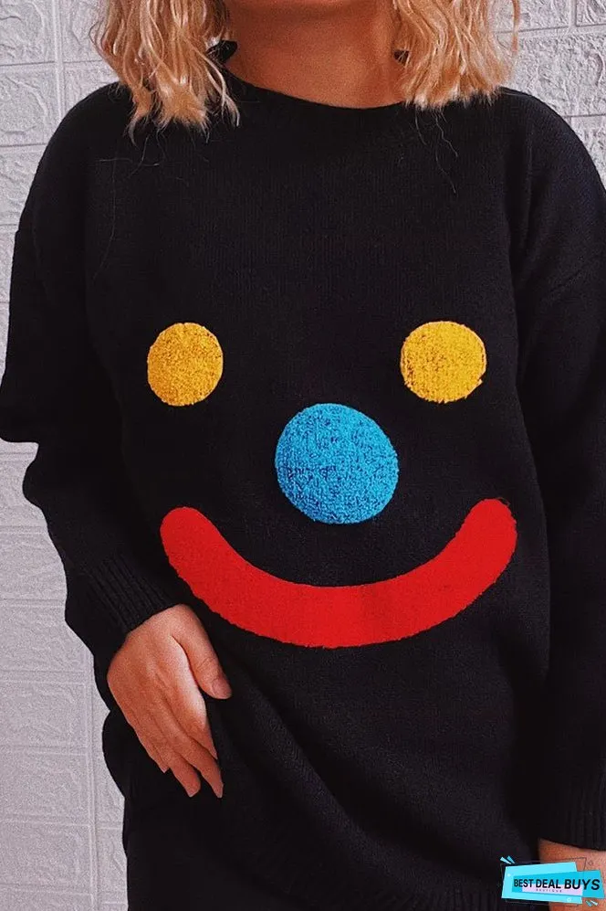 Clown Smile Knit Pullover Sweaters Winter Outfits