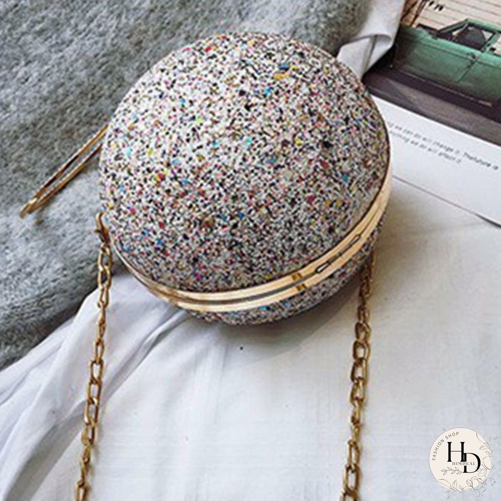 Pink Fashion Patchwork Round Crossbody Bag