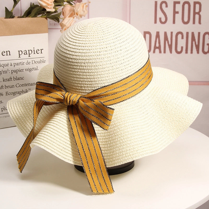 Women’s Elegant Minimalist Color Block Wide Eaves Sun Hat