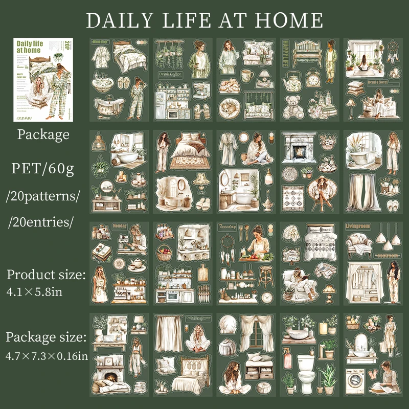 PET Sticker Book - Girl's Handbook Series Vintage Character Landscaping 