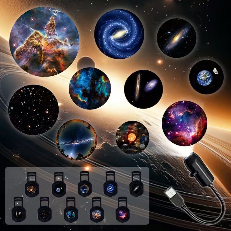 Wide projection range USB star projector with optical glass lens