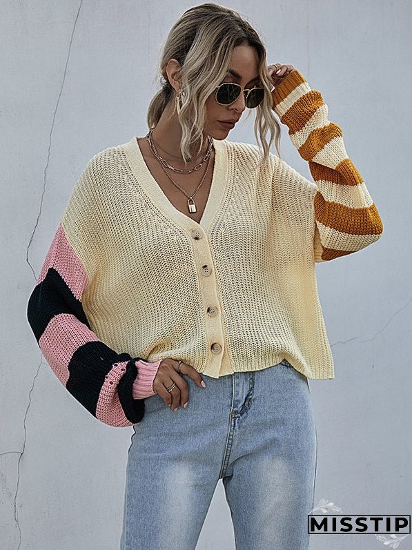 Striped Knit Cardigan Sweater