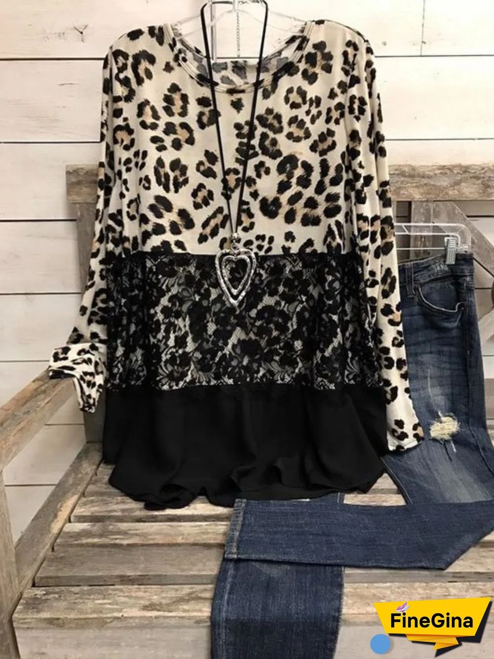 Casual Long Sleeve Round Neck Plus Size Printed Tops