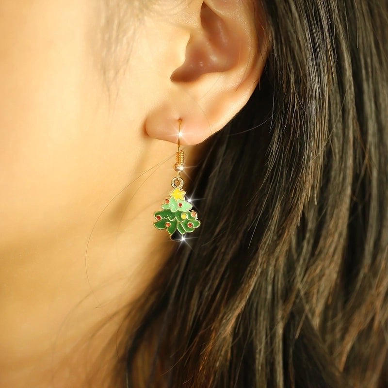 1 Pair Christmas Elegant Cute Romantic Christmas Tree Plating Alloy K Gold Plated Drop Earrings