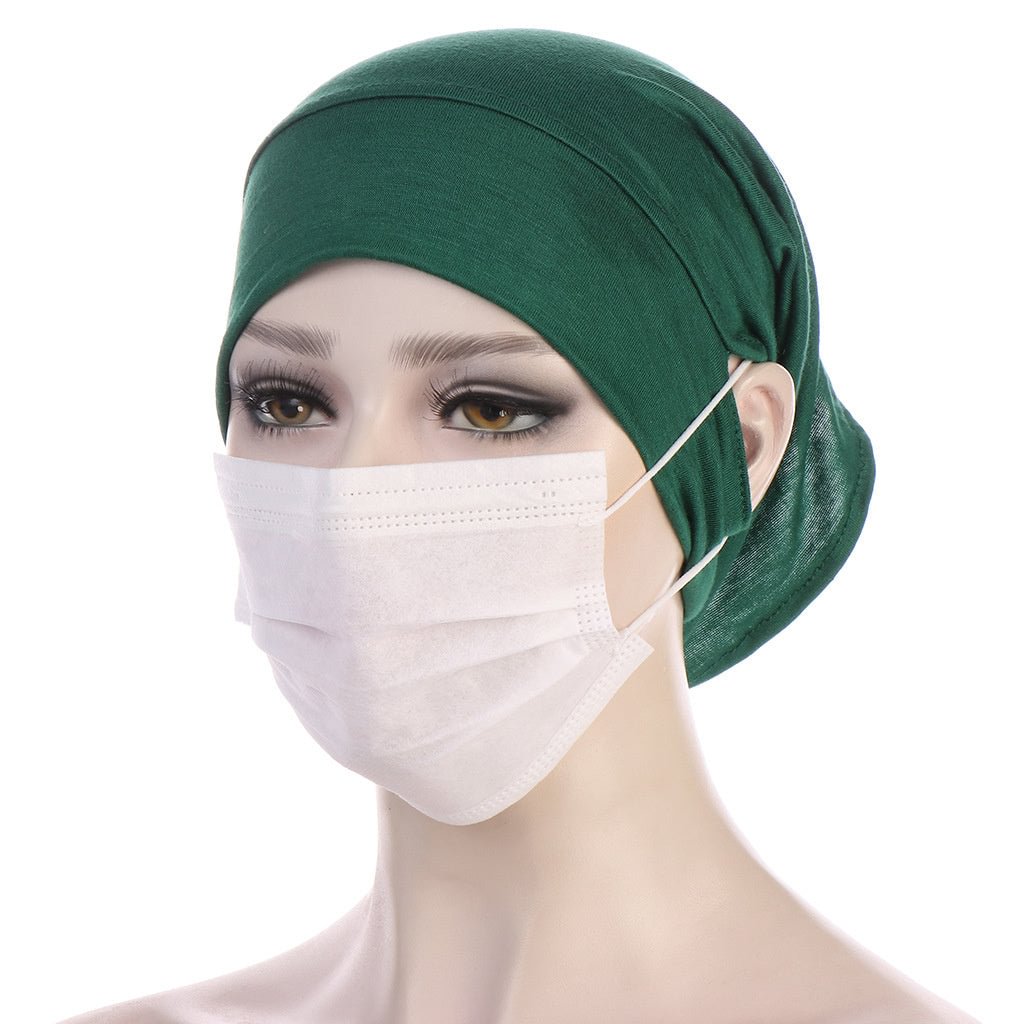 Women's Pure Color Muslim Turban Hat Cap