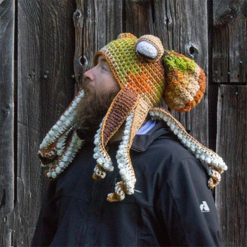 Warm Winter Knitted Octopus Hat