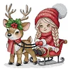 Elk Sled Girl-14CT Stamped Cross Stitch 31*31cm/12.2*12.2in