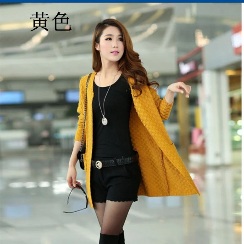 Women Cardigans Vintage Women Spring Autumn Medium-long Cardigan Female Fashion Knitted Outerwear Sweater