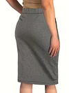 Stylish High-Waisted Knee-Length Pocket Skirt - Flattering Tie-Front Design, Casual Comfortable Wear, Women's Fashion Clothing with Pockets for Daily Life