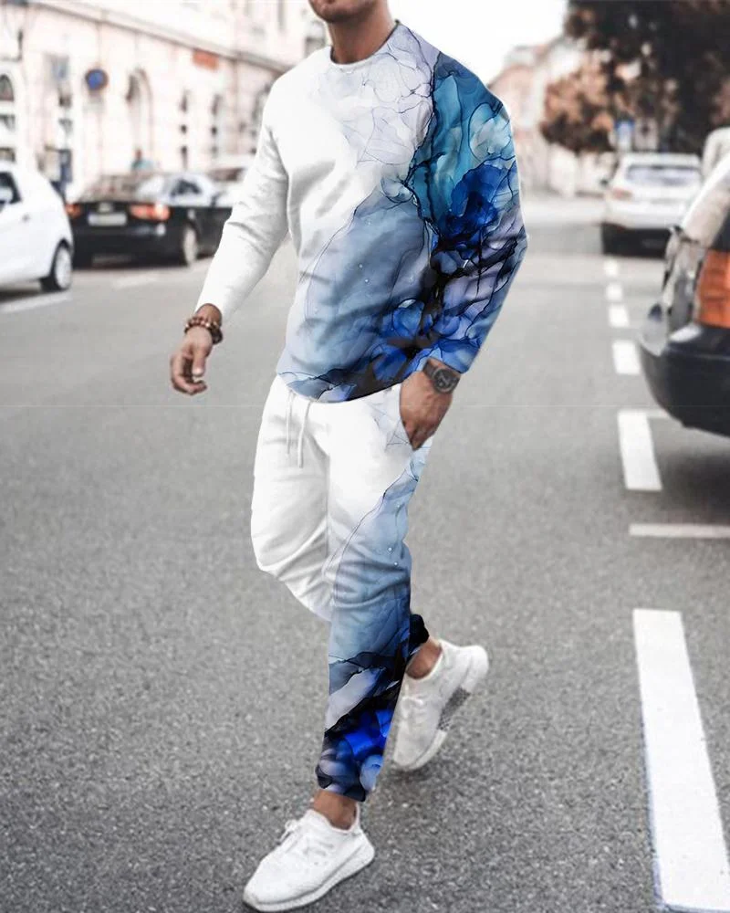 Men's Fashion Printing Long-sleeved Suit-4