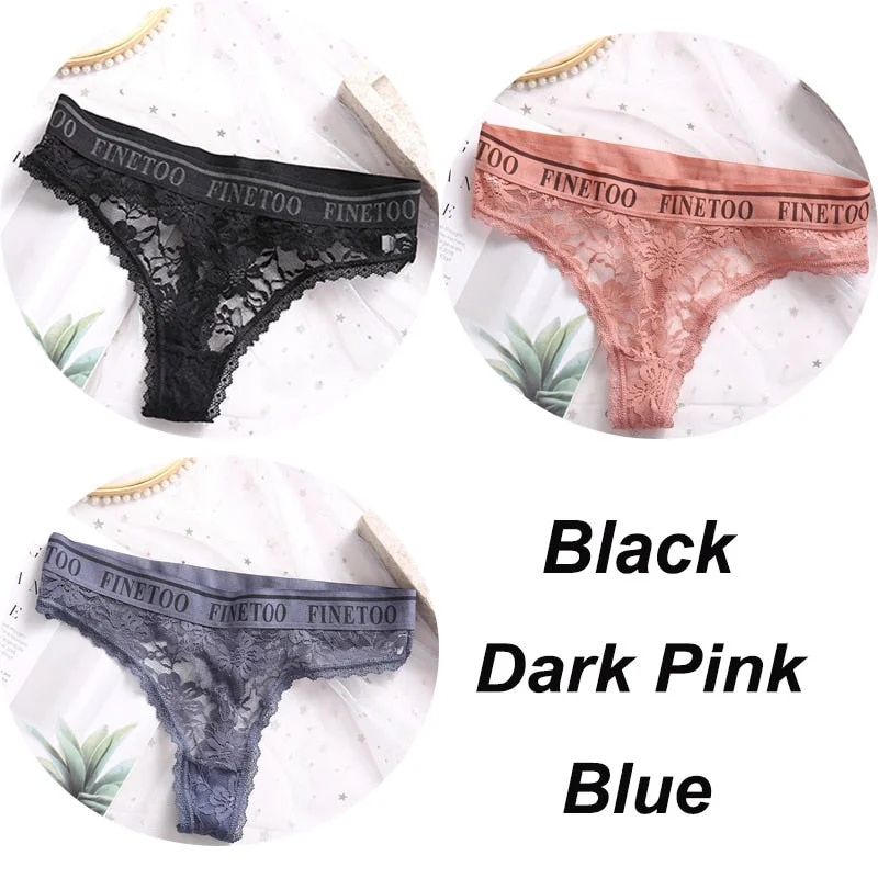 3PCS/Set Women Lace Panties Sexy G-string Underwear Female Underpants Floral Solid Color Briefs Lingerie Sexy Thong Panties M-XL