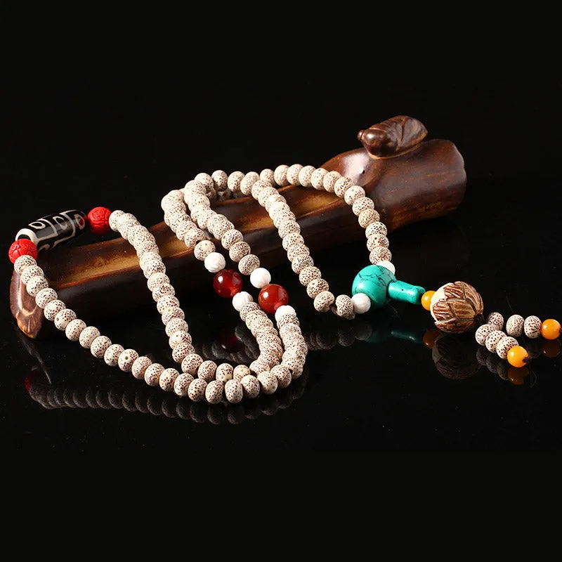 Bodhi Seed Nine-Eye Dzi Bead Turquoise 108 Beads Blessing Bracelet Necklace Mala