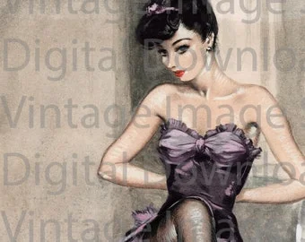 1940s Corset Porn - Digital Download PRINTABLE Vintage 1940s Pinup Girl in Lingerie  Illustration MCM Mid Century Retro Boudoir Pin up David Wright Nude Art