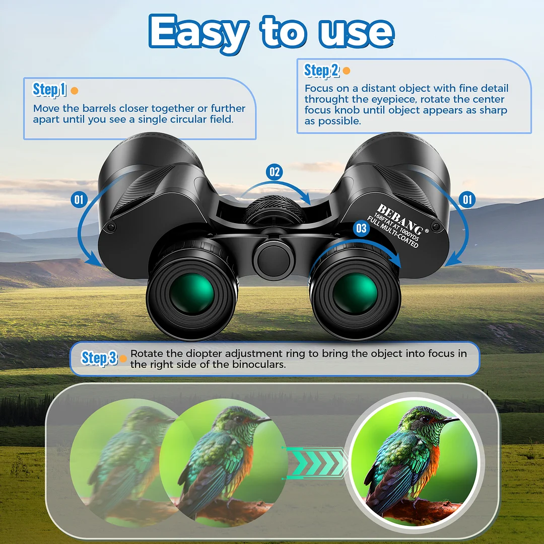 BEBANG 20X50 Binoculars for Adults, HD High Powered Binoculars, Waterproof Binoculars for Bird Watching Hunting Camping