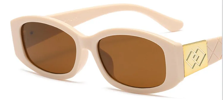 Luxury Brand Rectangle Sunglasses 2024 Leopard Brown Oval Small Frame Sun Glasses Ladies Rhombus Decoration Eyewear