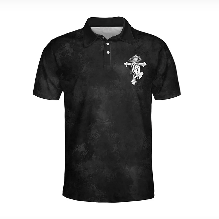 BrosWear Christian Cross Printed Casual Short Sleeved Polo Shirt