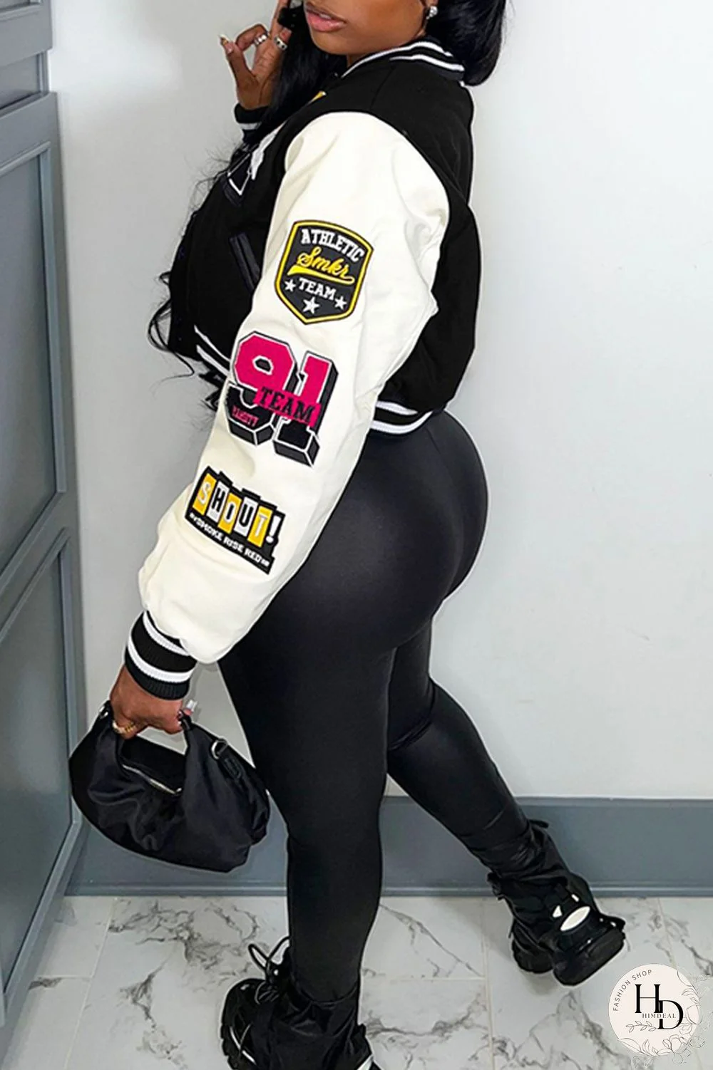 Red Casual Print Patchwork O Neck Outerwear