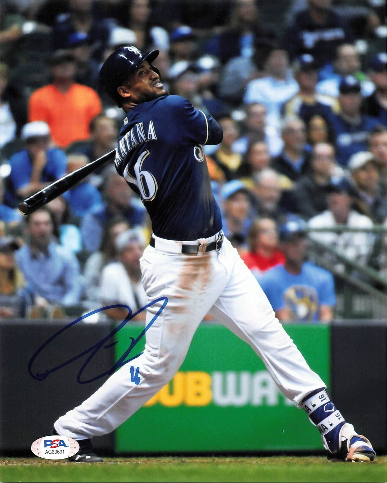 Domingo Santana signed 8x10 Photo Poster painting PSA/DNA Milwaukee Brewers Autographed