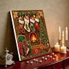 Xmas Fireplace Framed Special Shape Diamond Painting Kit 25x25cm