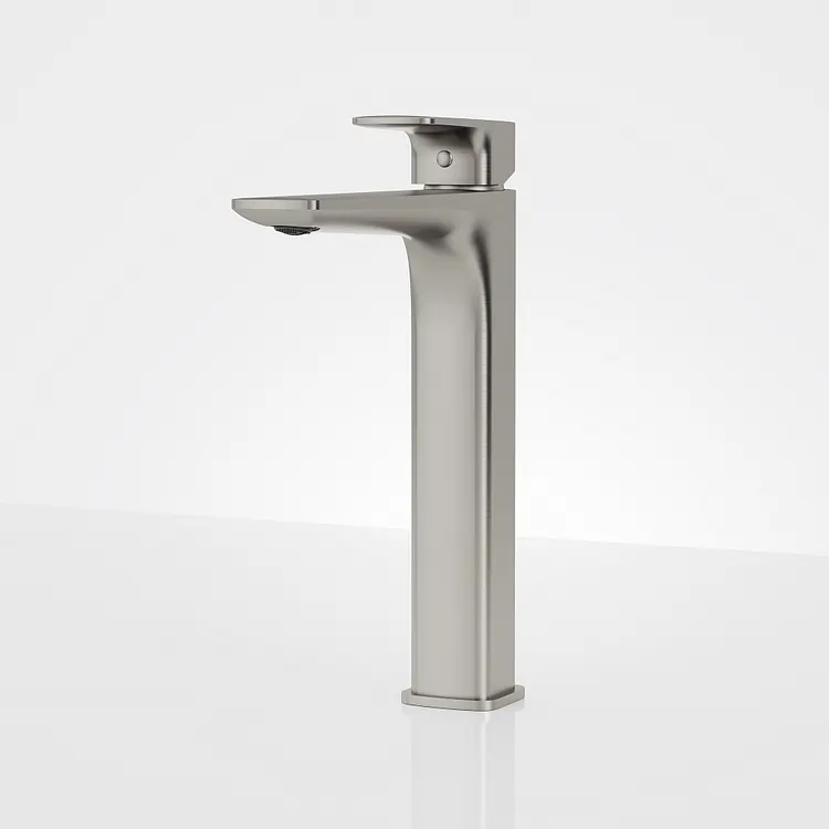 EVERSTEIN Tall Single Handle Vessel Bathroom Faucet with Pop-Up Drain Brushed Nickel