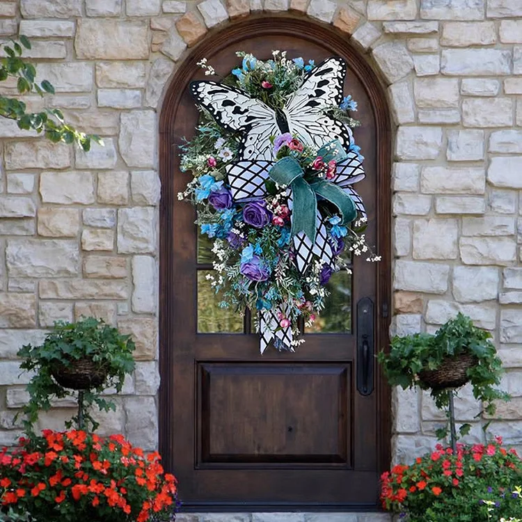 Rose Butterfly Wreath-Spring Whimsical Wreath