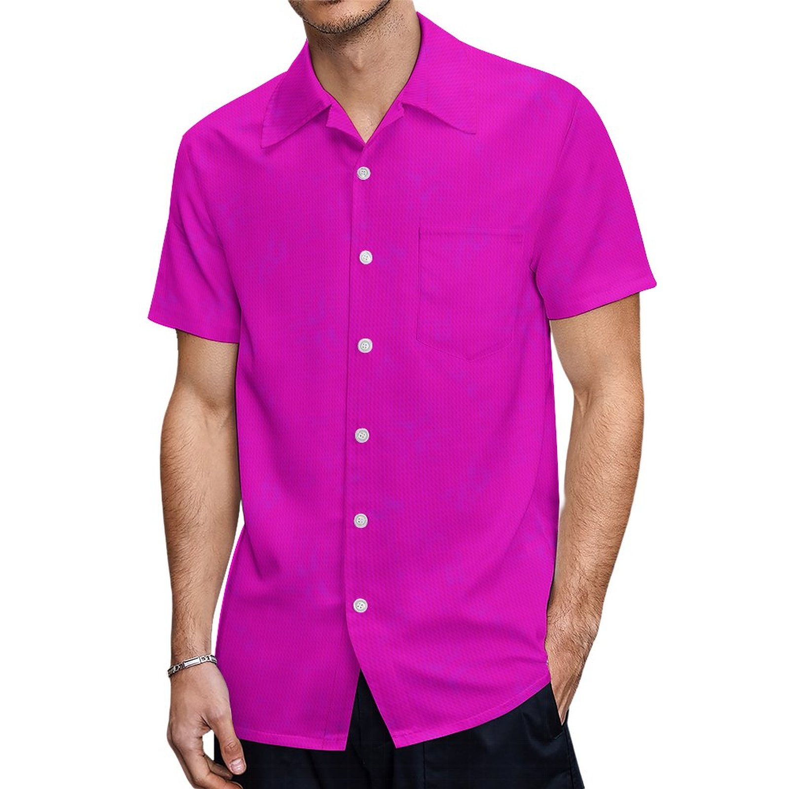 Fuschia Hot Pink | Men's Tropical Print Hawaiian Beach Vacation Shirt | Junction West Hawaiian Shirts | Usa Hawaiian Shirt | Hawaiian Shirt Store | Resort Cocktail
