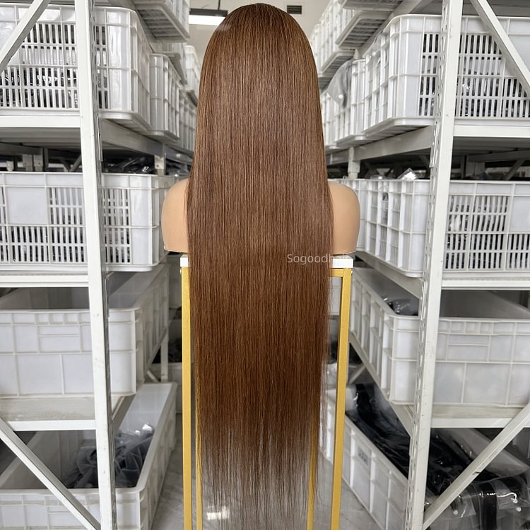 30" Straight 4# Warm Brown Lace Frontal Wig