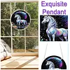 (18.5cm)DIY Acrylic Jigsaw Puzzle Window Hanging with Hanging Chain DIY Stained Glass Decoration Round Window Puzzle Decor for DIY Craft Project (Colorful Horse)
