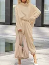 Solid Color Loose Casual High-Neck Suit