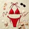 White High-Waisted Bikini Set with Adjustable Straps and Faux Fur-Like Texture for Summer Beach Wear by Inlyline