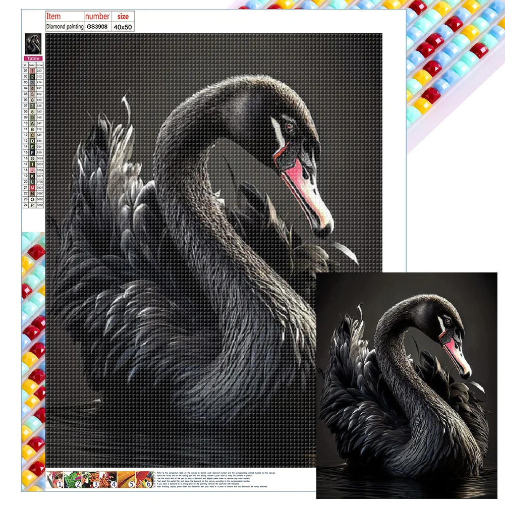 Full Square Diamond Painting - Black Swan(Canvas|40*50cm)