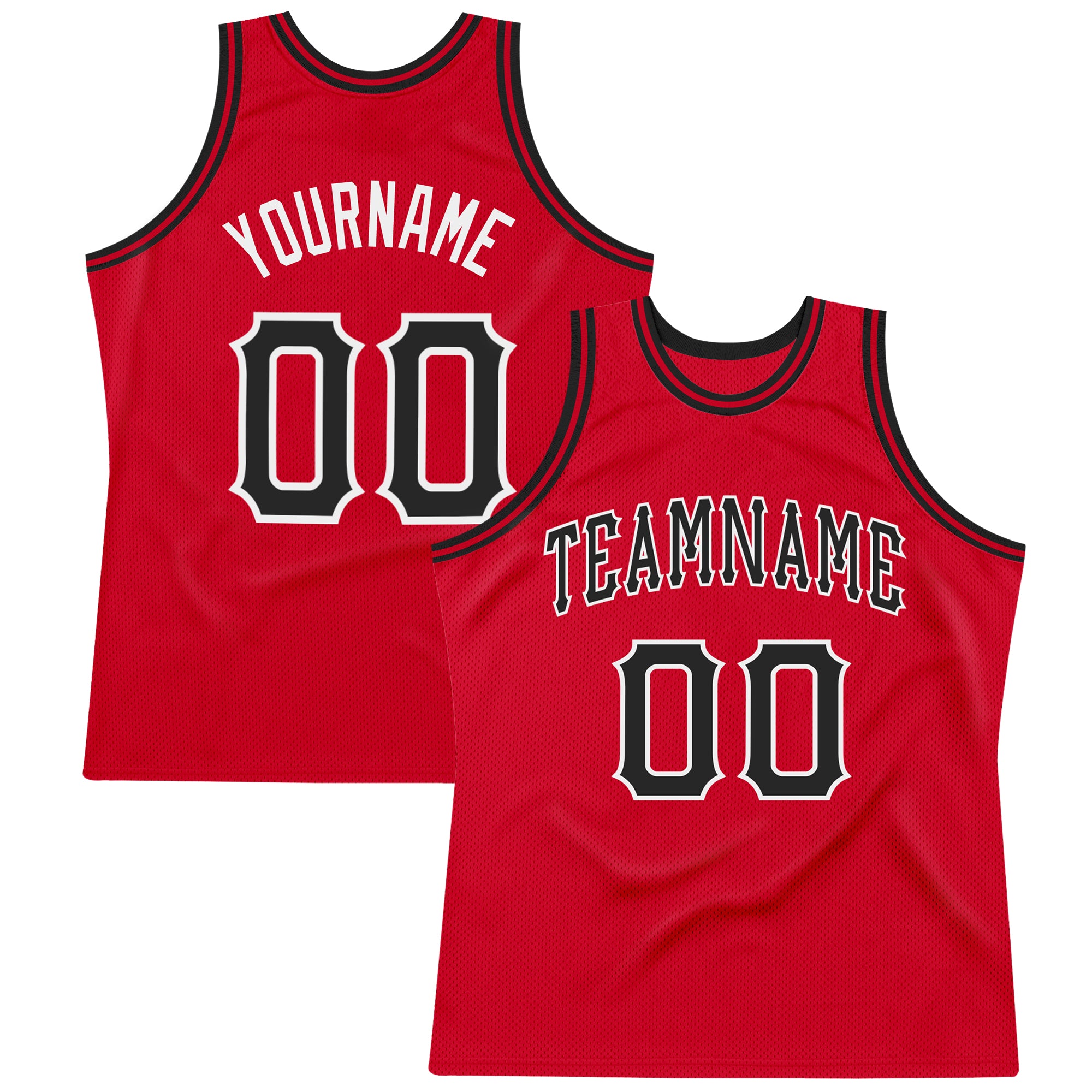 Custom Red Black-White Authentic Throwback Basketball Jersey | captainssportss.com
