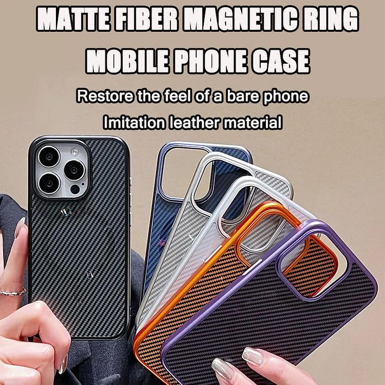 Suitable For iPhone 15 Series Matte Fiber Magnetic Ring Mobile Phone Case