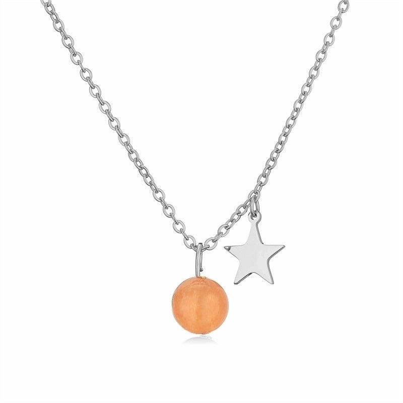 Casual Minimalist Star 304 Stainless Steel Natural Stone Plating Pendant Necklace