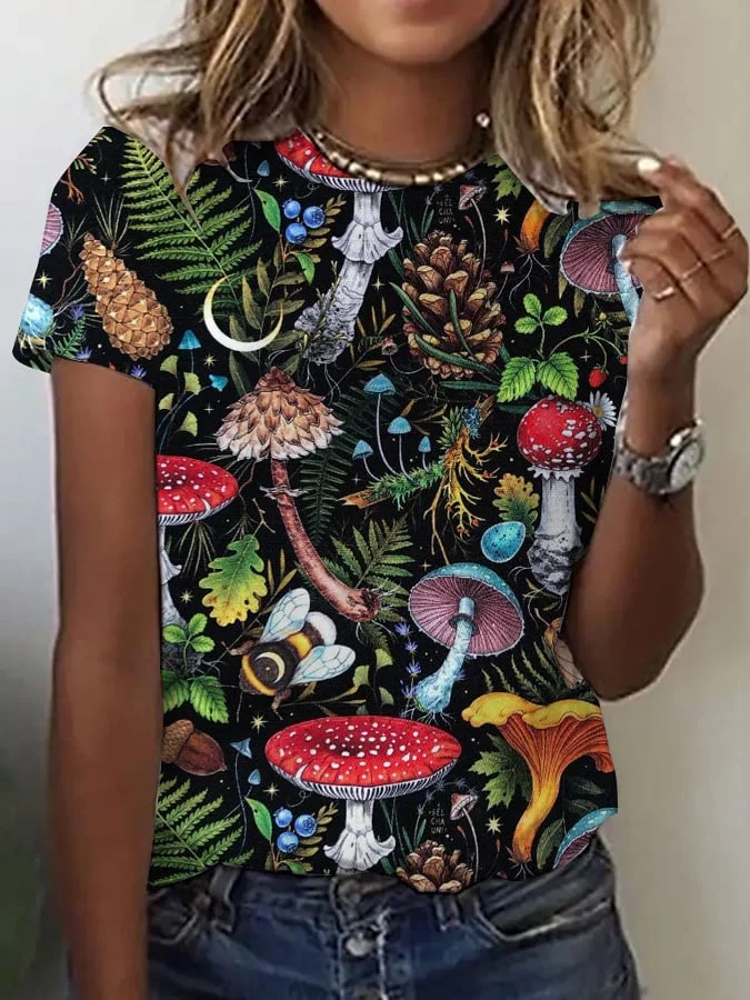 Women's Toxic Mushroom Print T-Shirt