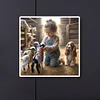 Girl Puppy Sheep Round Diamond Diamond Painting 30*30cm
