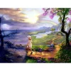 Little Girl And Beautiful Landscape  | Full Round Diamond Painting Kits